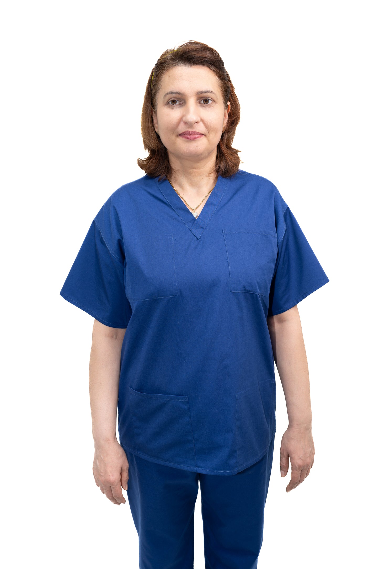 Medical Health Scrubs Blue Short Sleeve V neck Top Unisex Men/Women