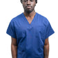 Medical Health Scrubs Blue Short Sleeve V neck Top Unisex Men/Women