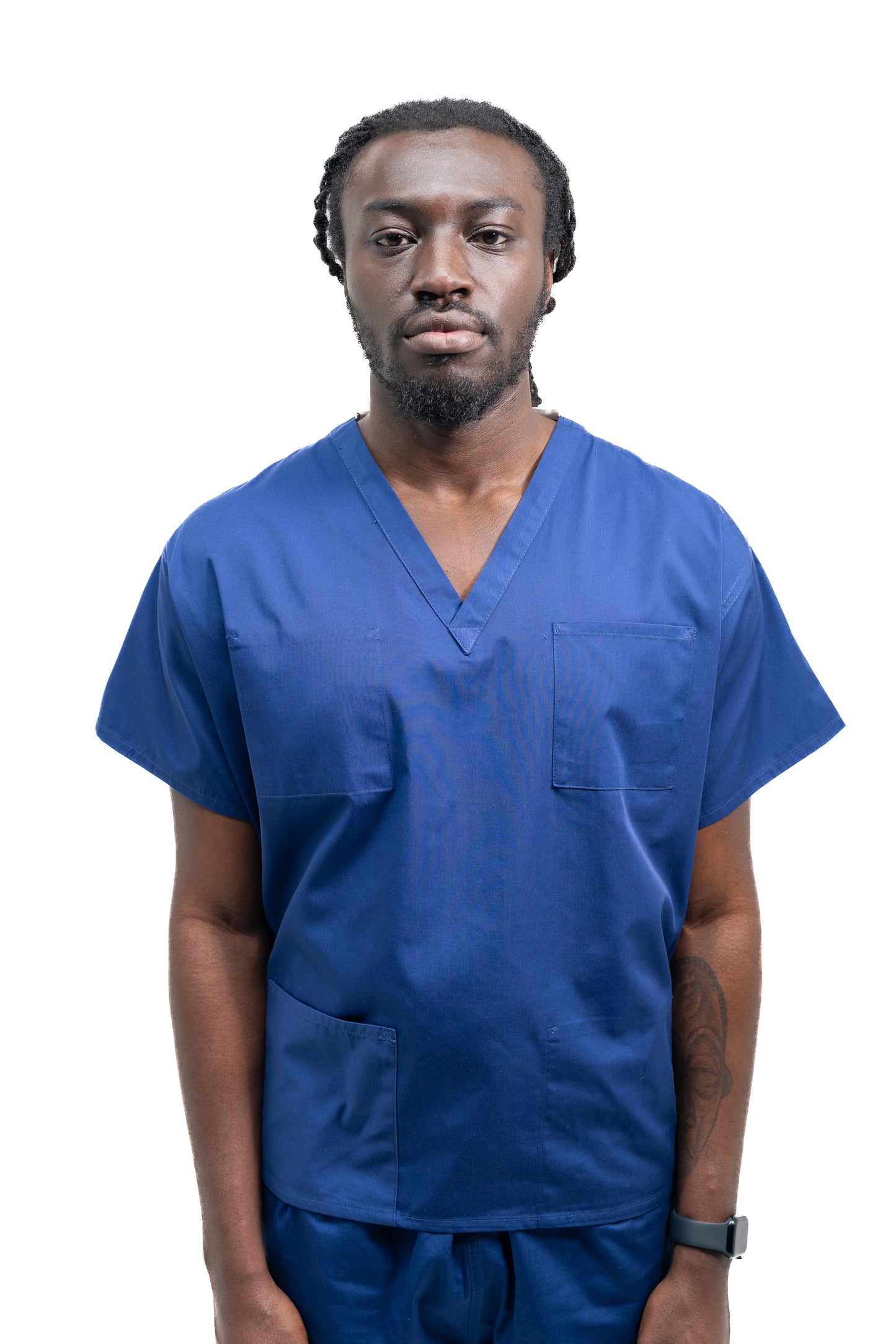 Medical Health Scrubs Blue Short Sleeve V neck Top Unisex Men/Women