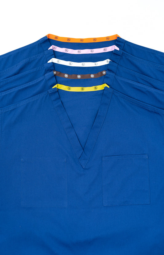 Medical Health Scrubs Blue Short Sleeve V neck Top Unisex Men/Women