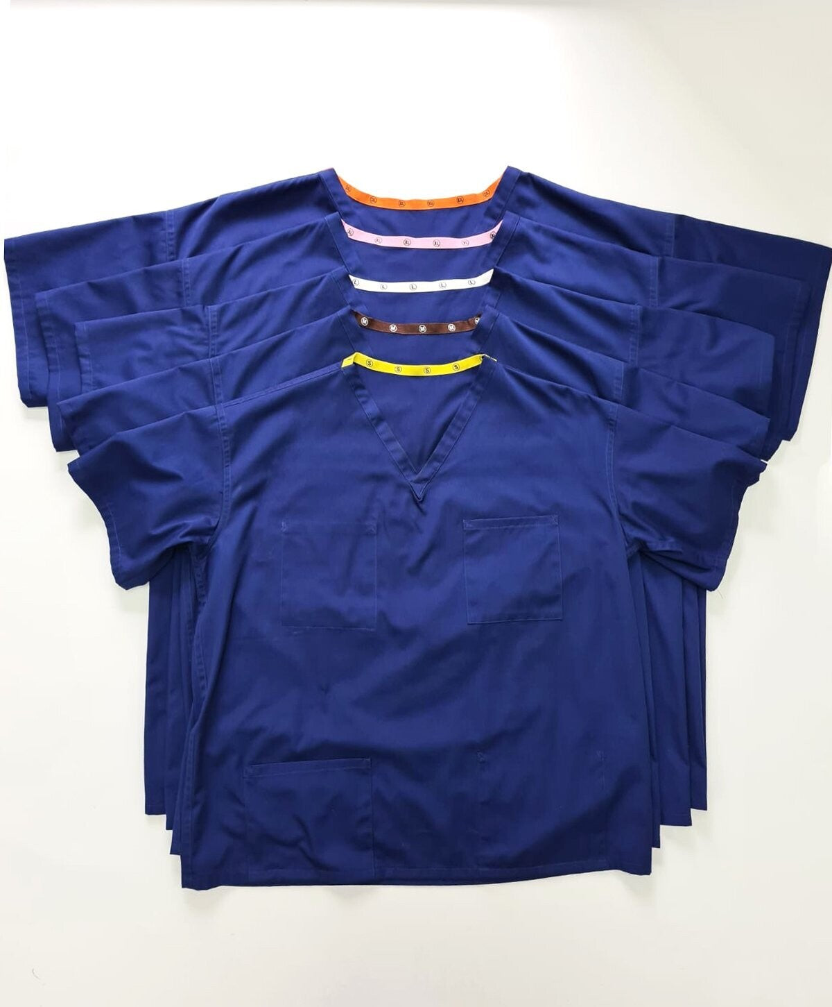 Medical Health Scrubs Blue Short Sleeve V neck Top Unisex Men/Women